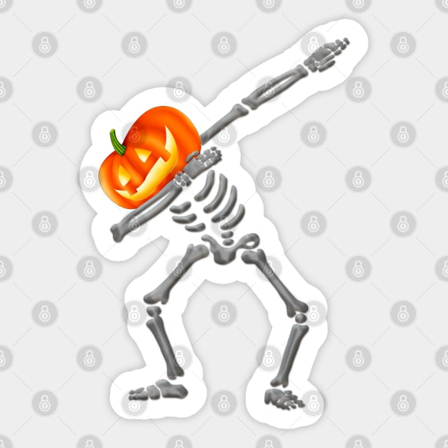 Halloween shirts Dabbing Skeleton Pumpkin Sticker by Jose Luiz Filho